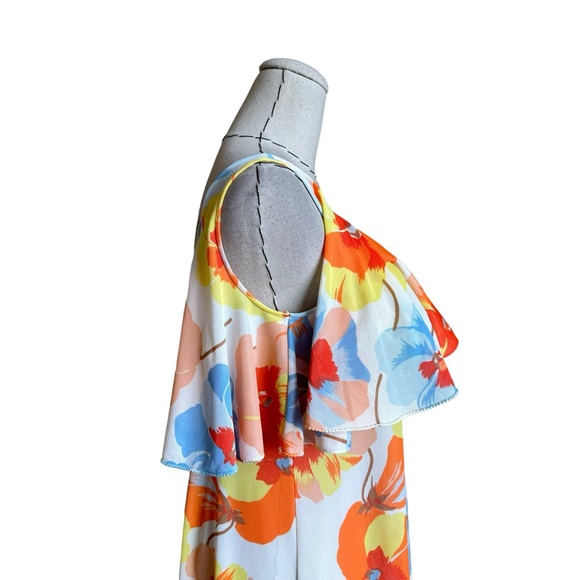 Vintage 60s 70s Miss Stevens Mod Floral Nylon Nightgown Loungewear Dress - Picture 5 of 11